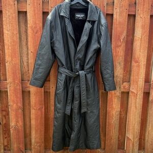 Gerogio Visconti Genuine Leather Stylish Black Trench Coat Size XXL